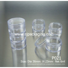 P021 Transparente kosmetische Creme Jar Container 6ml Sahne Gläser Kunststoff Großhandel Doppelwand Sahne Gläser